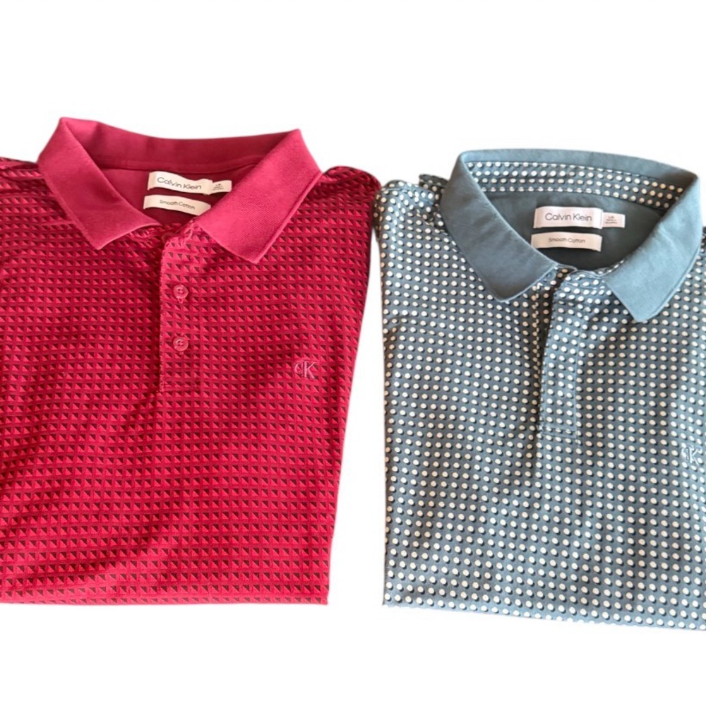 Calvin Klein 2 Men's Polo Shirts Smooth Cotton Large NWOT